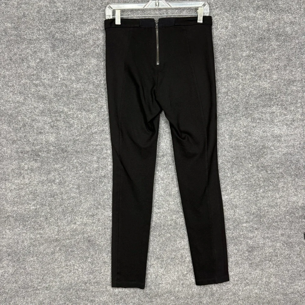 Alice + Olivia Leggings Womens 4 Black Ponte Front Seam Back Zip Slim Pants